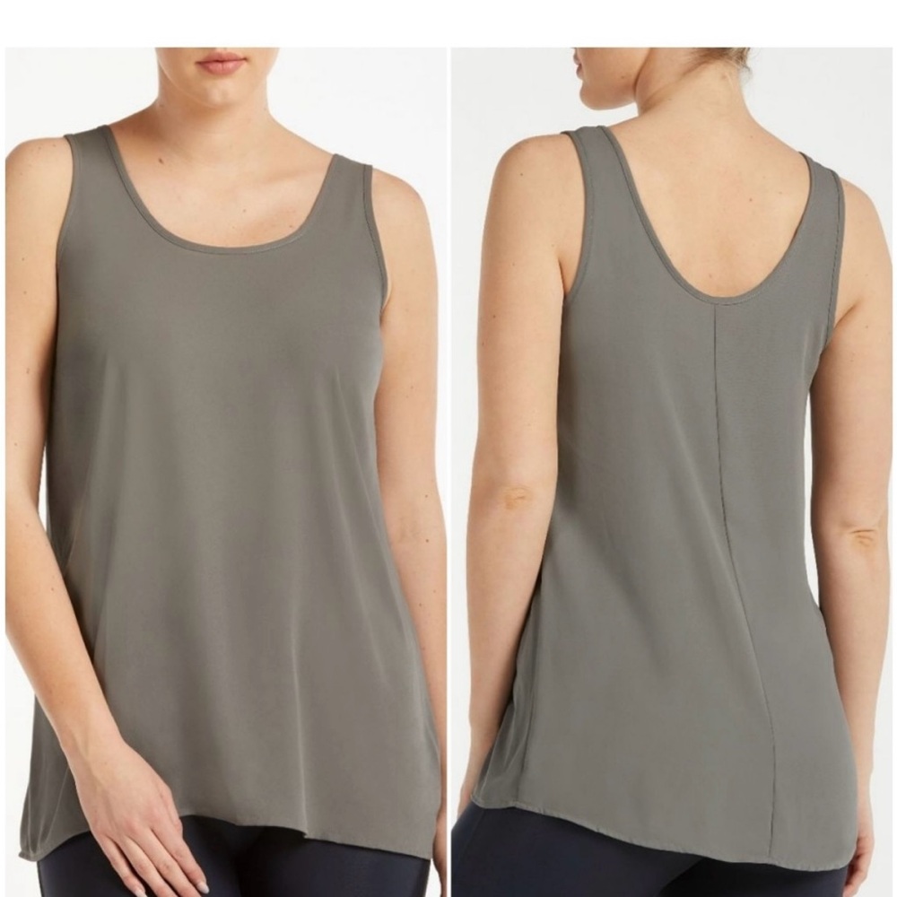 Spanx perfect length top chiffon tank Smokey Olive Medium